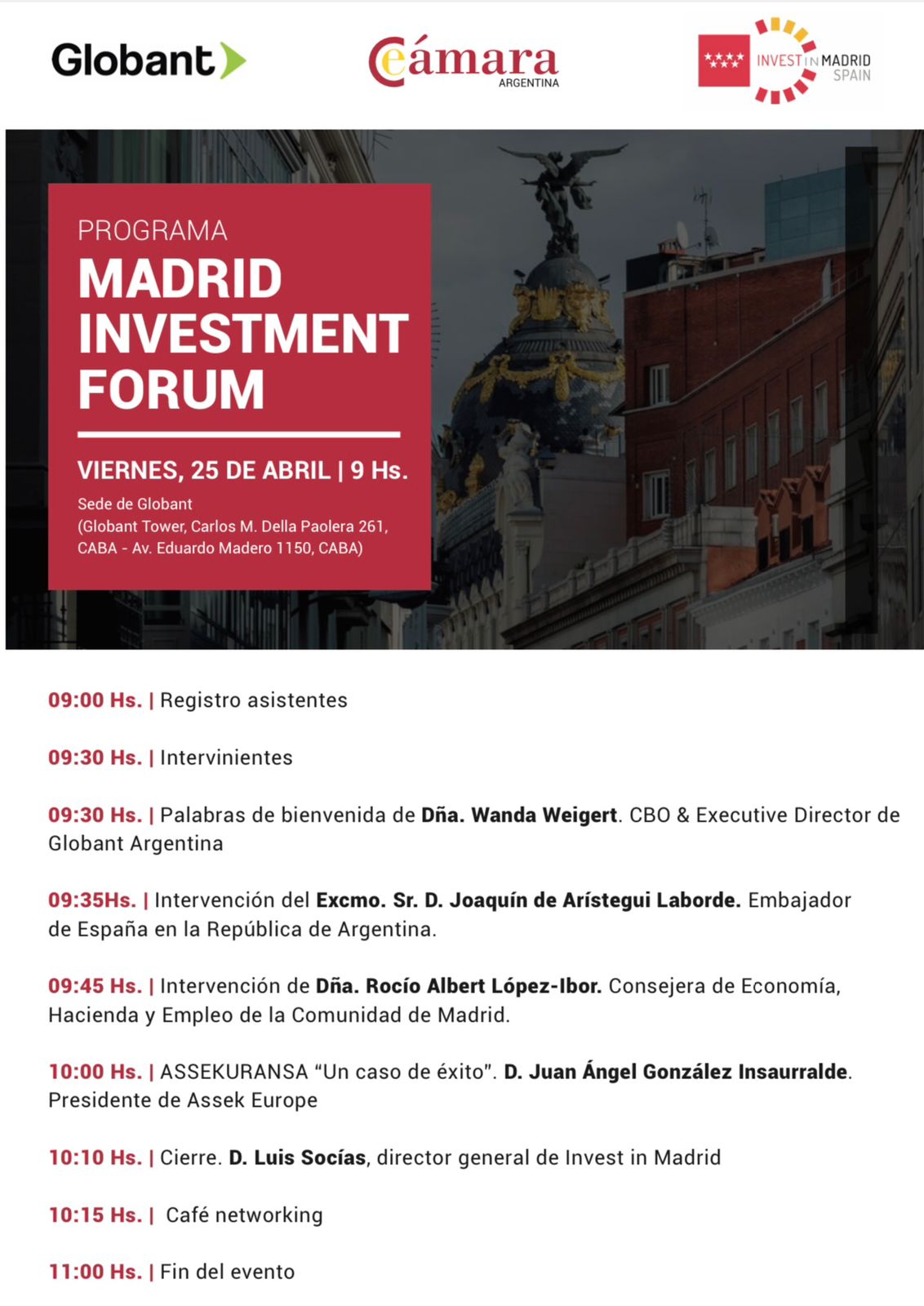 El viernes 25 de abril se realizará el Madrid Investment Forum, un encuentro sobre Oportunidades de Inversión en la Comunidad de Madrid.